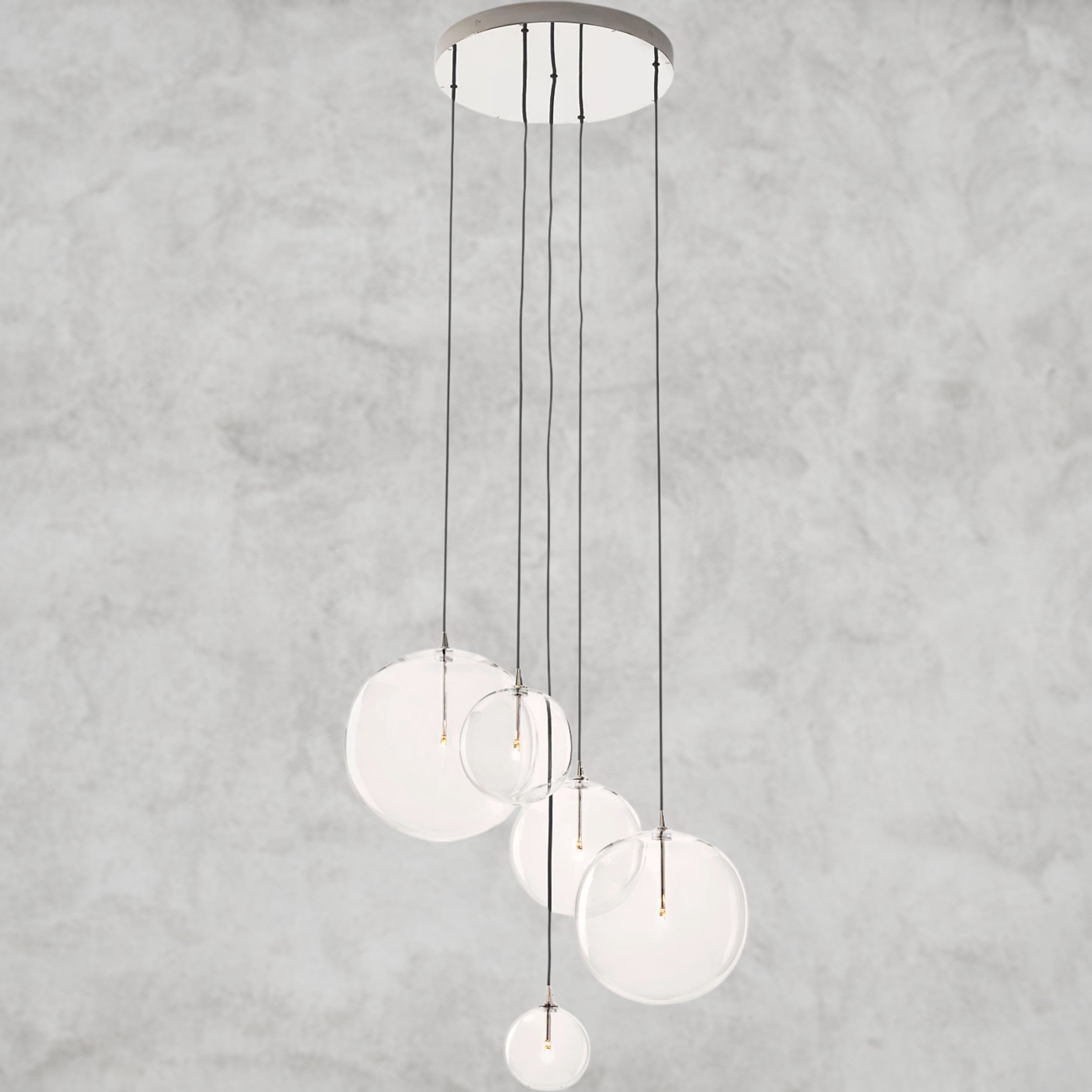 Glass Globe Mobile Cluster Chandelier 28", 44"